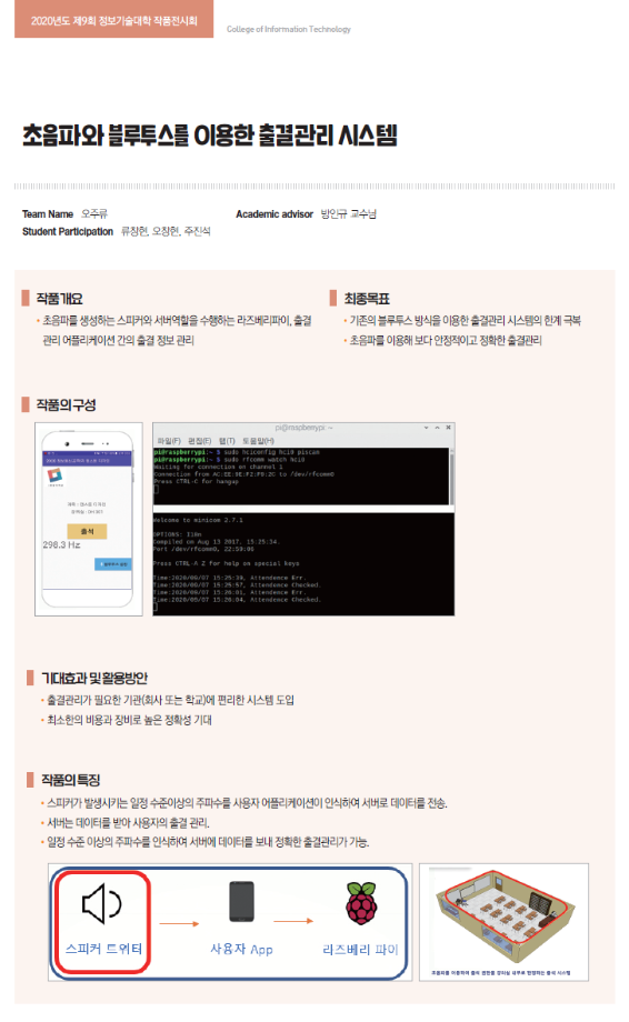 [2020-31] 초음파와 블루투스를 이용한 출결관리 시스템 (방인규교수님 지도) 이미지