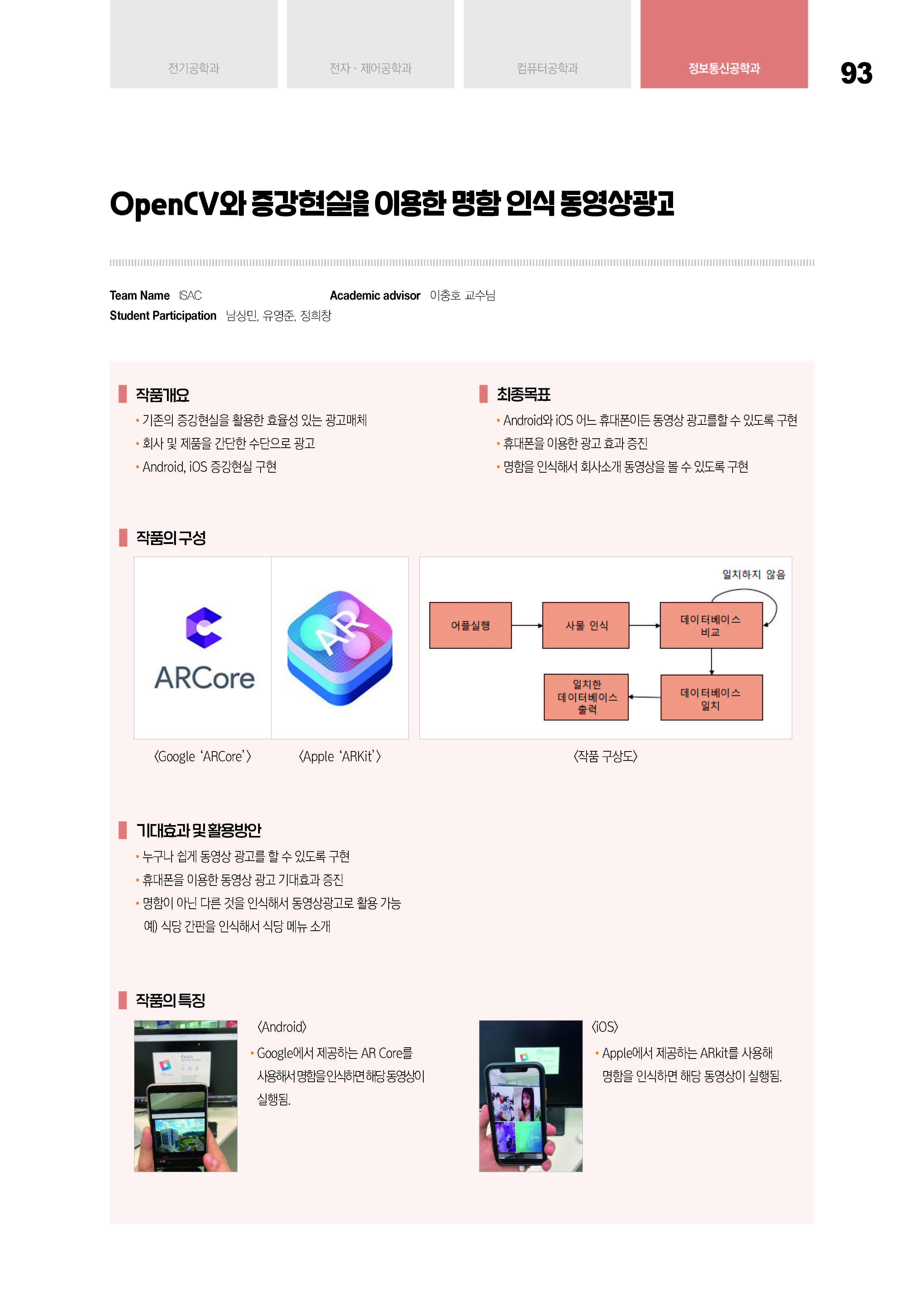 [2020-40] OpenCV와 증강현실을 이용한 명함 인식 동영상광고(이충호교수님 지도) 이미지